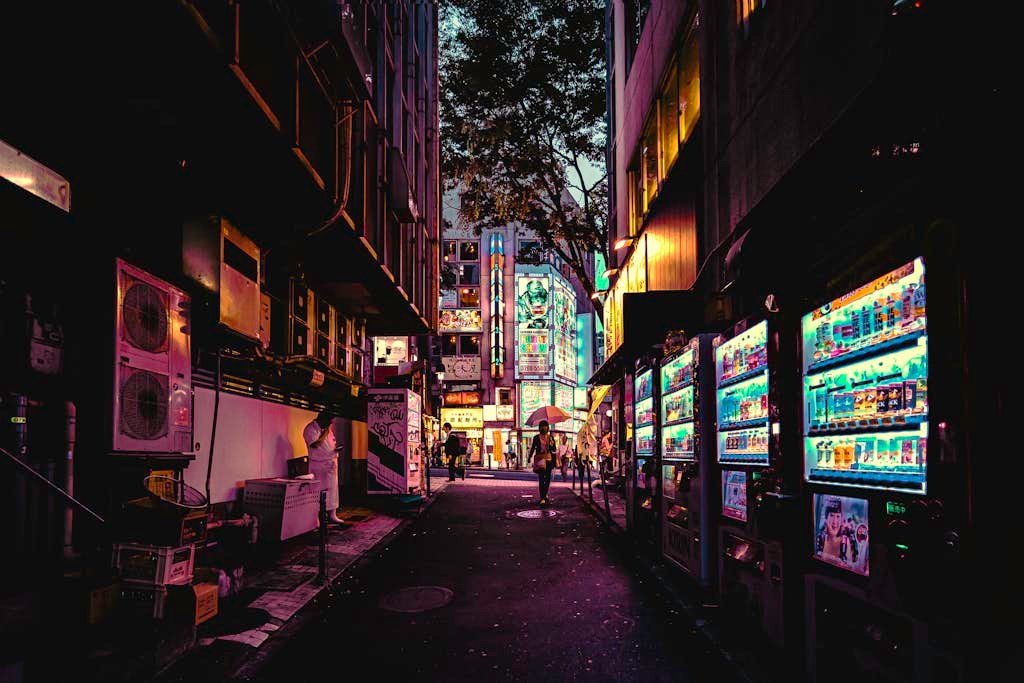 Lighted Vending Machines on Street