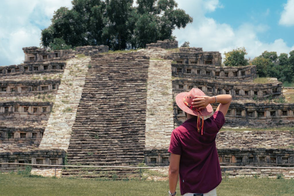 Man in Front of Pyramid in Mexico